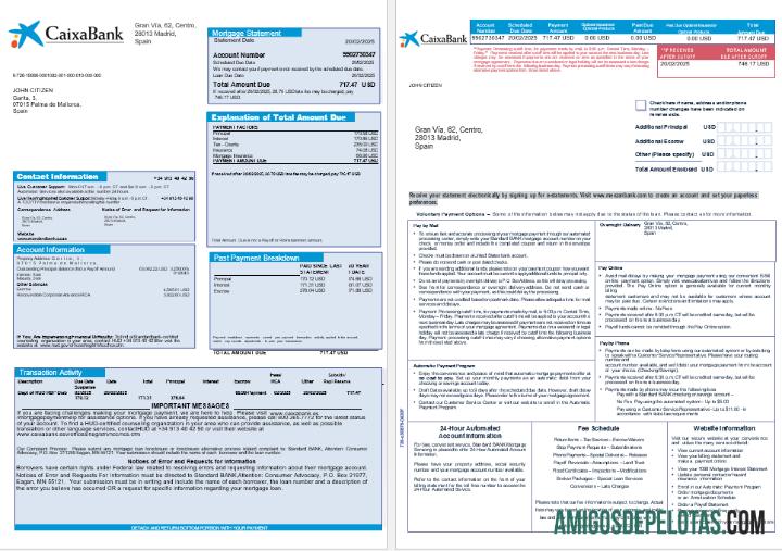 Extrato de hipoteca do Banco Caixa da Espanha em formatos Word e PDF 1 2 baixar para verificação